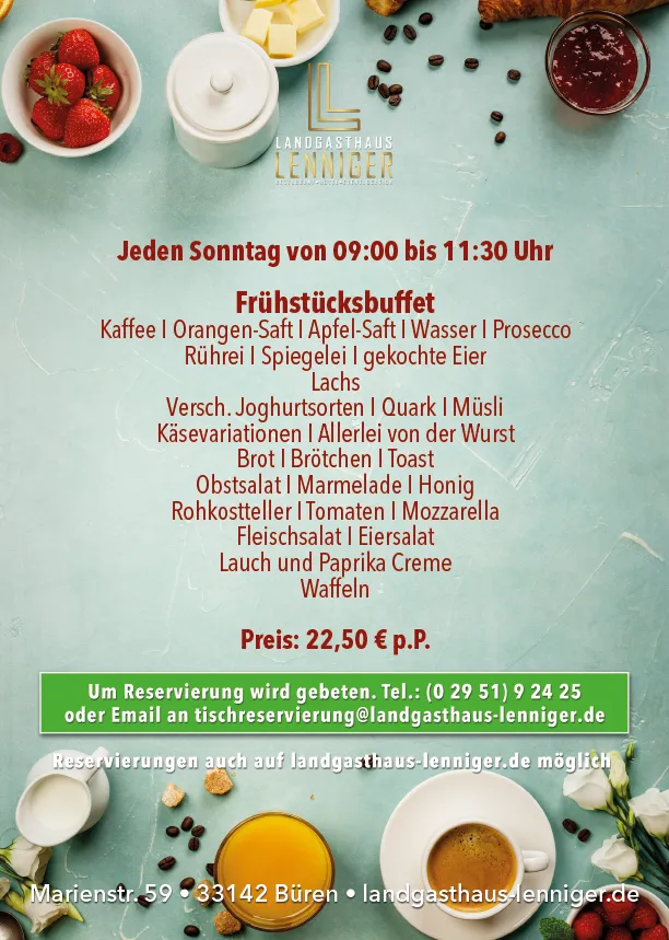 Infoplakat Frühstücksbuffet 2024